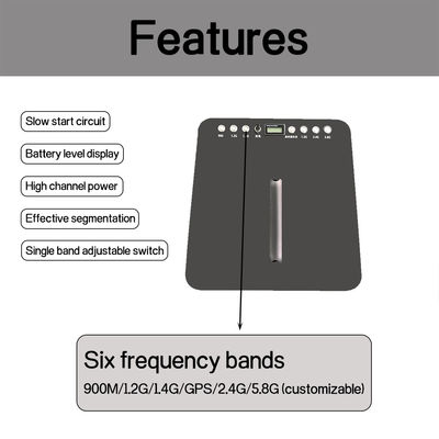 50W Portable UAV Defense 6 band 2.5 km UAV detection