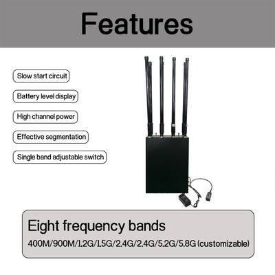 400W 8 Band UHF Frequency UAS Drone Jammer Counter Backpack Equipment